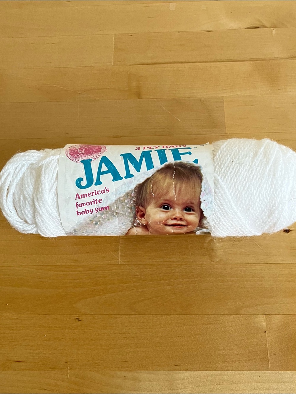 Vintage Jamie Baby Yarn Art. 870 White 200 Single Skein Dye Lot 36877 USA Made